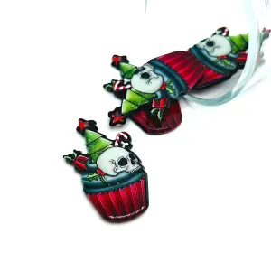 1, 4 or 20 Pieces: Creepy Christmas Cupcake Charms - Double Sided