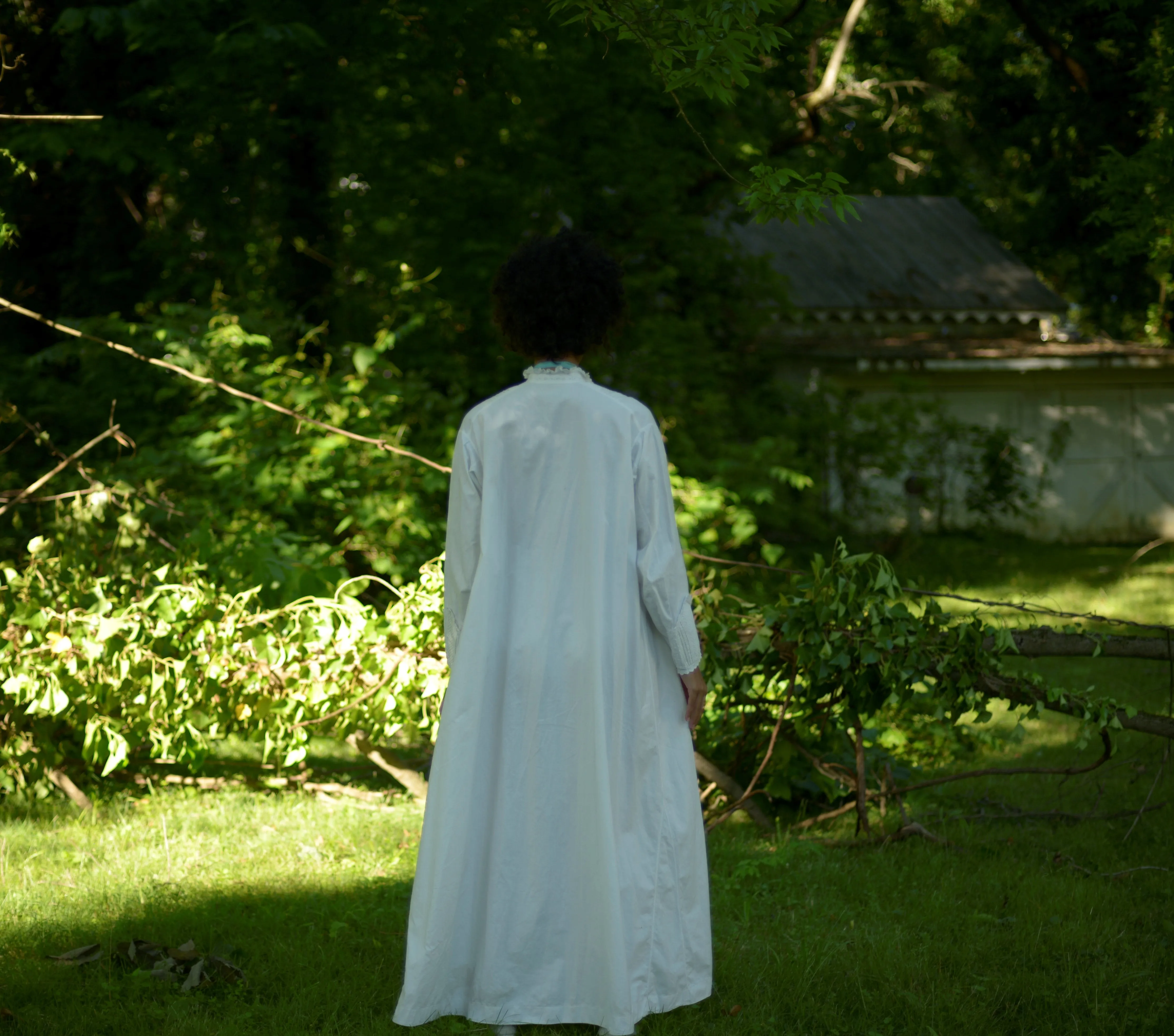 1880s brides trousseau billowing A-line pintuck/embroidered night dress