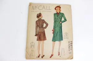 1930s Girls' Suit Sewing Pattern McCall 9885, Size 12