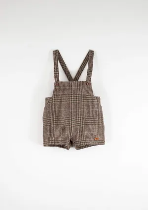 7.5-BROWN PLAID WOOLEN ROMPER SUIT W/POCKETS