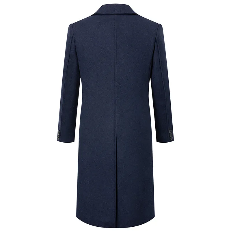 Autumn and Winter Extra Long Double Breasted Woolen Coat