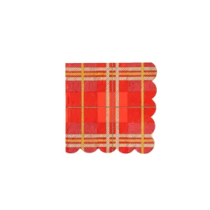 Believe Plaid Cocktail Napkin