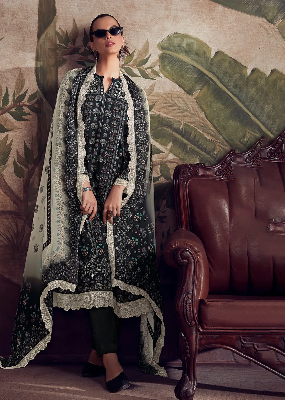 Black Digital Printed Pakistani Style Salwar Suit