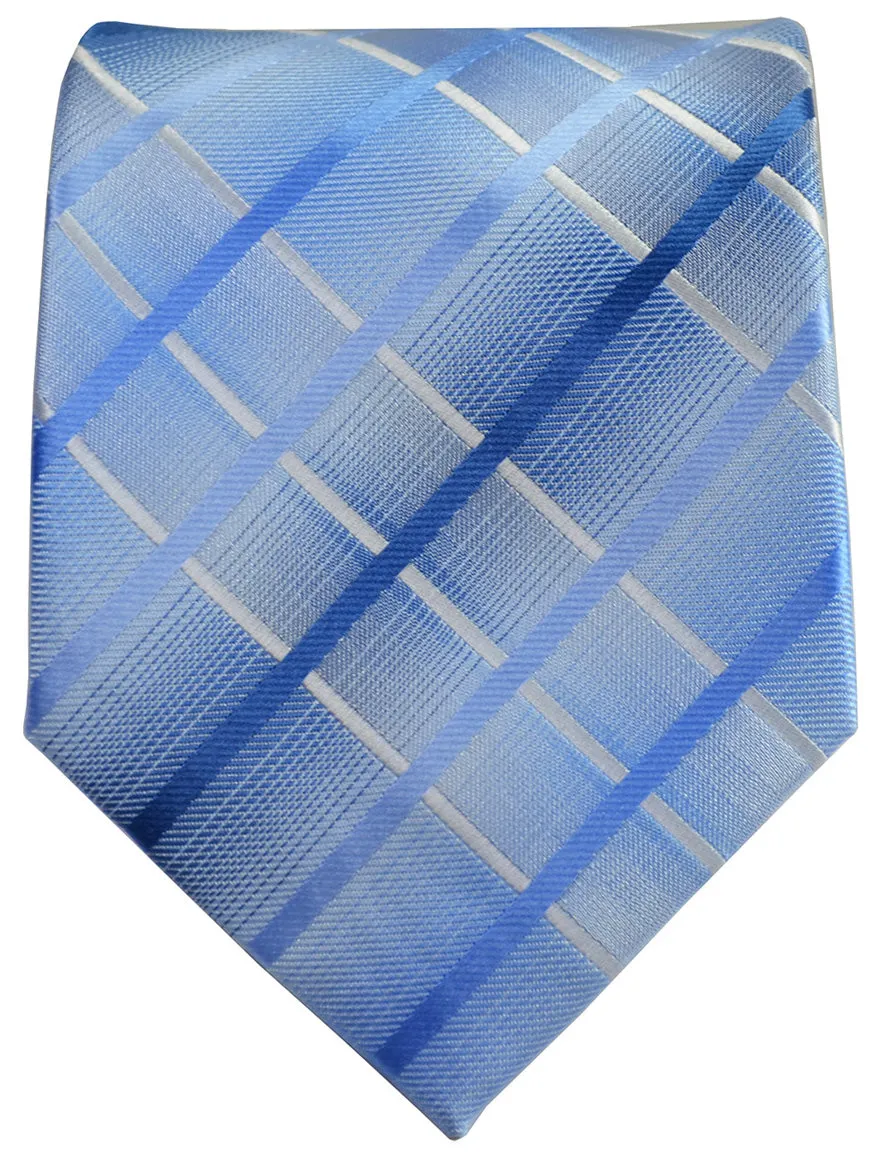 Blue Plaid Men's Tie and Pocket Square