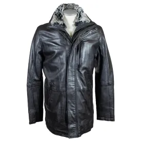 BOL Men's Long Leather Car Coat