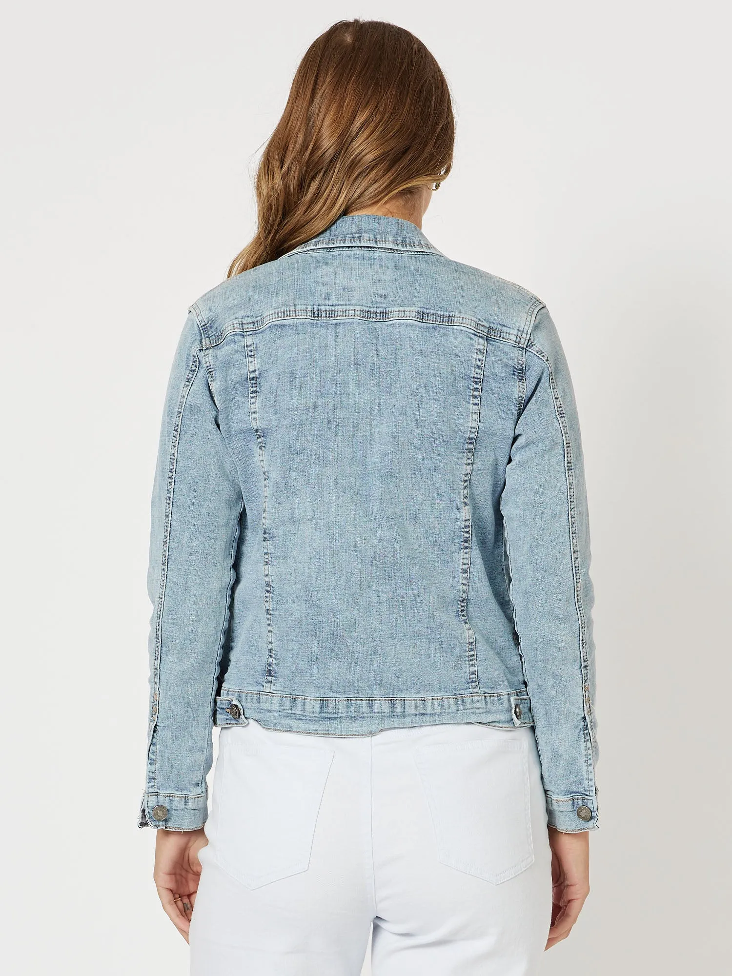 Collared Denim Jacket - Denim