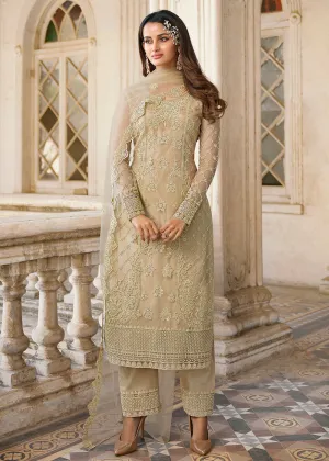 Cording Embroidered Beige Designer Salwar Kameez