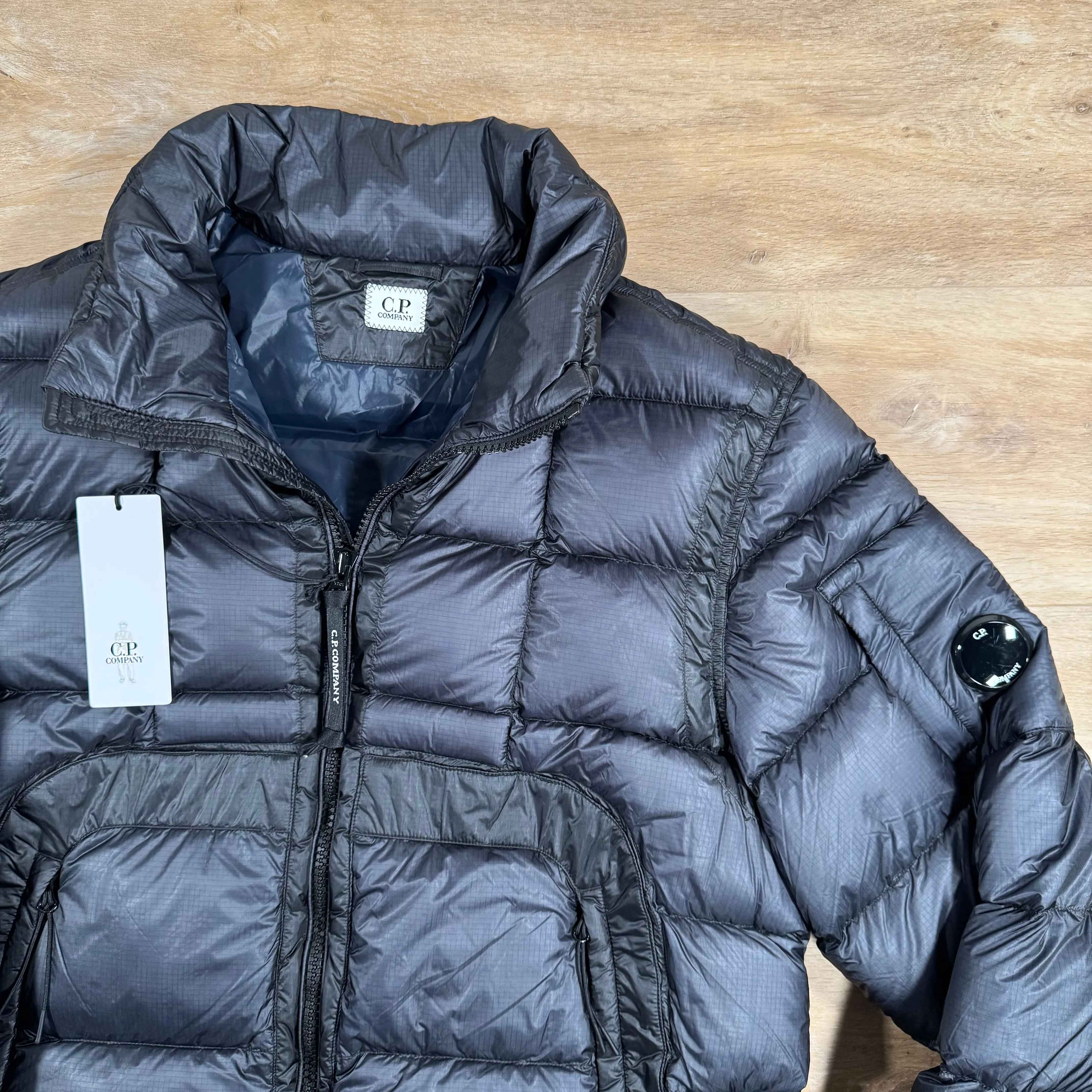 C.P. Company Short Down Lens Jacket in Navy