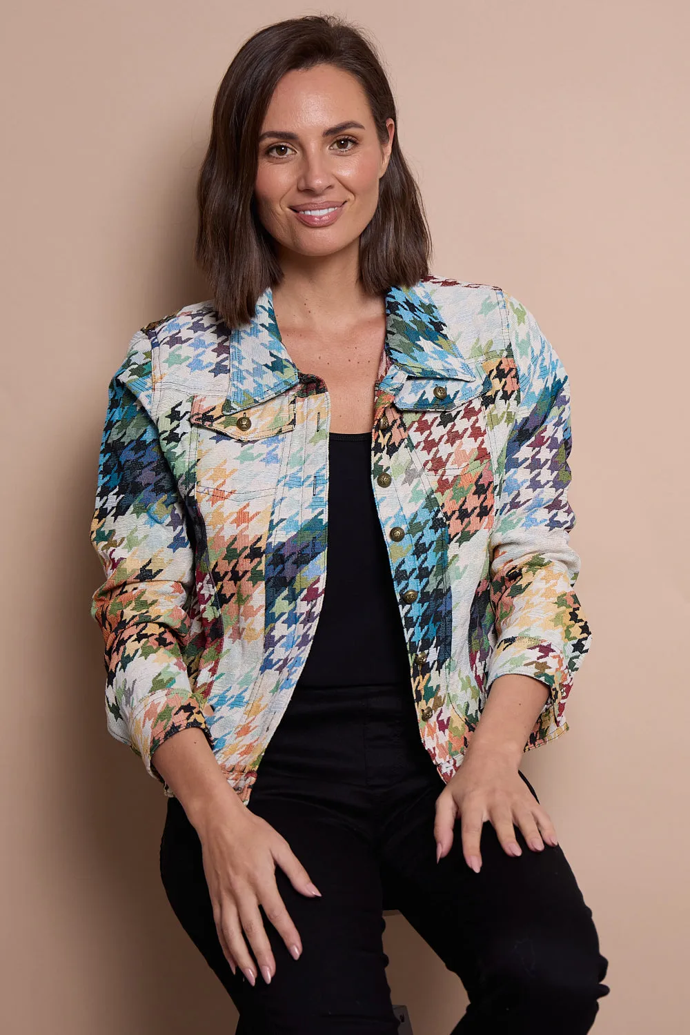 Dakota Jacket - Rainbow Houndstooth