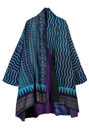 DESERT WAVES KANTHA KIMONO LONG JKT - dw2005-blu -