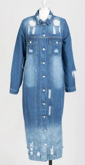 Distressed Denim Duster/Dress