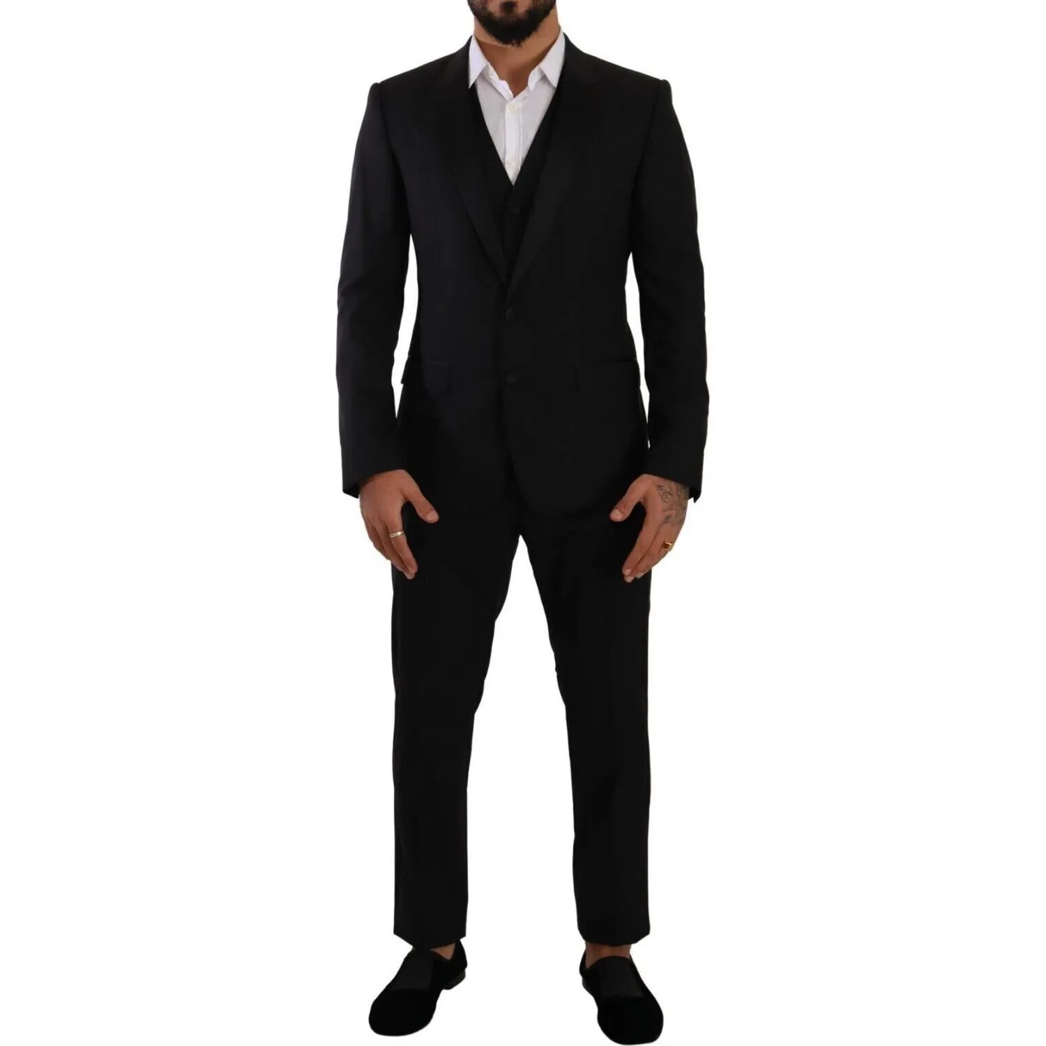 Dolce & Gabbana Elegant Black Three-Piece Martini Fit Suit