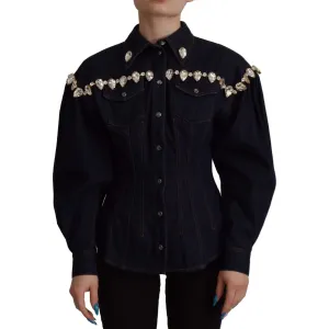 Dolce & Gabbana Elegant Crystal-Embellished Denim Jacket