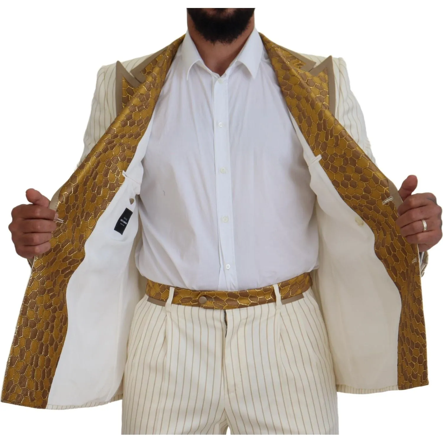 Dolce & Gabbana Elegant Off White Double Breasted Suit