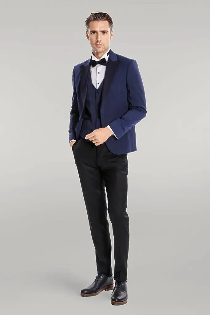 Dot-Patterned Navy Tuxedo - Wessi