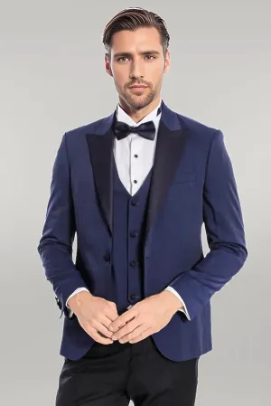 Dot-Patterned Navy Tuxedo - Wessi