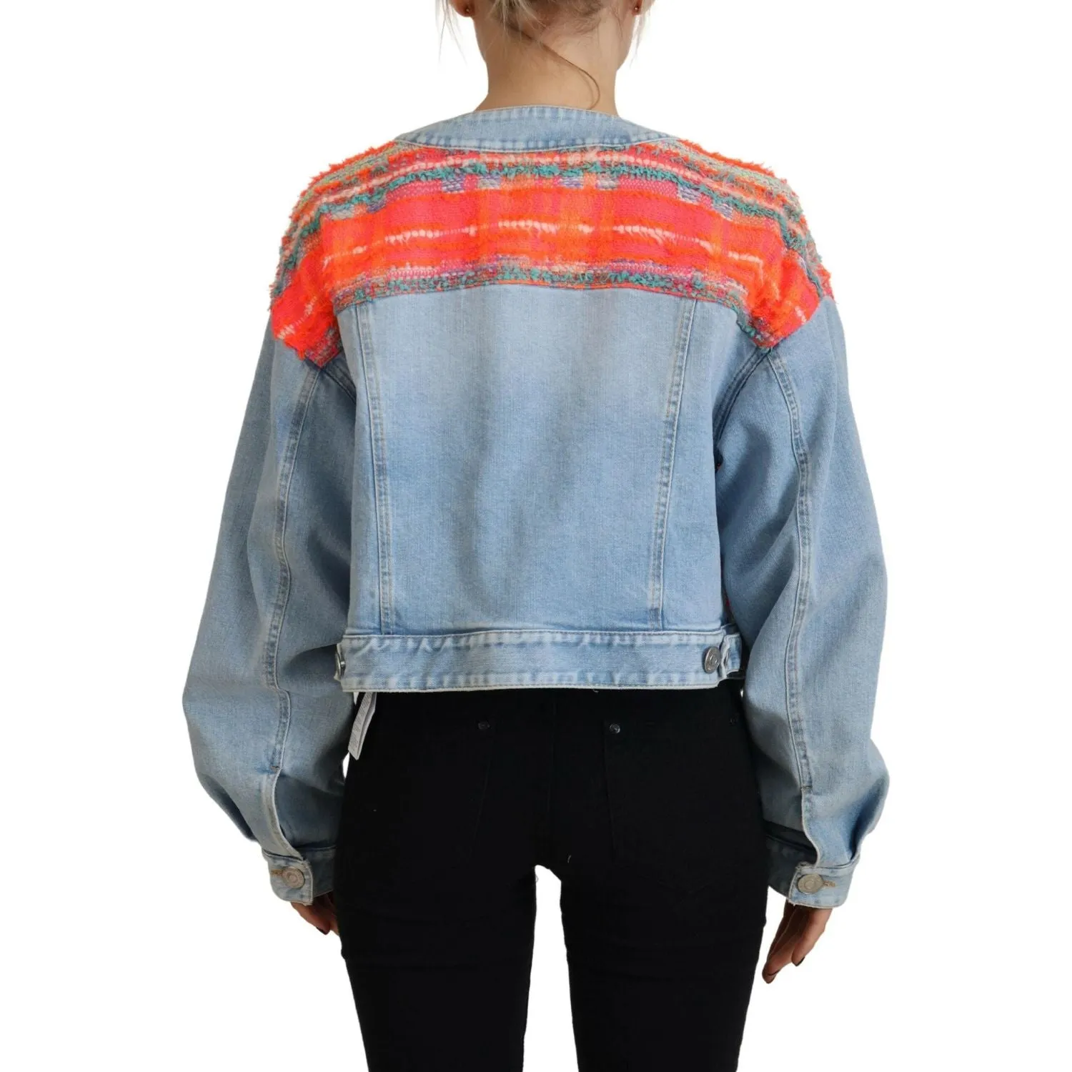 Dsquared² Orange Blue Panelled Button Front Denim Jacket