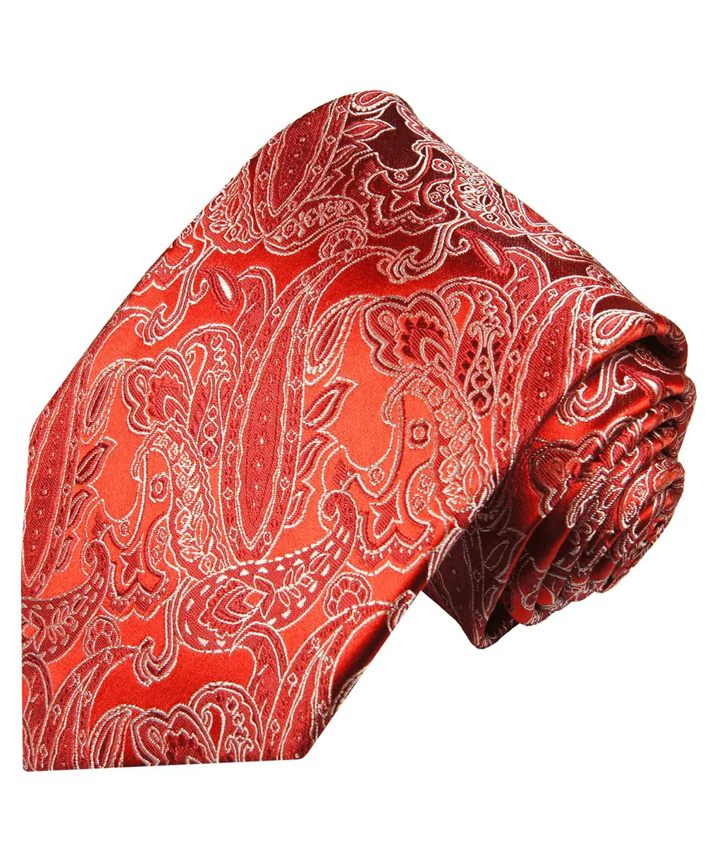 Elegant Red Paisley Silk Necktie