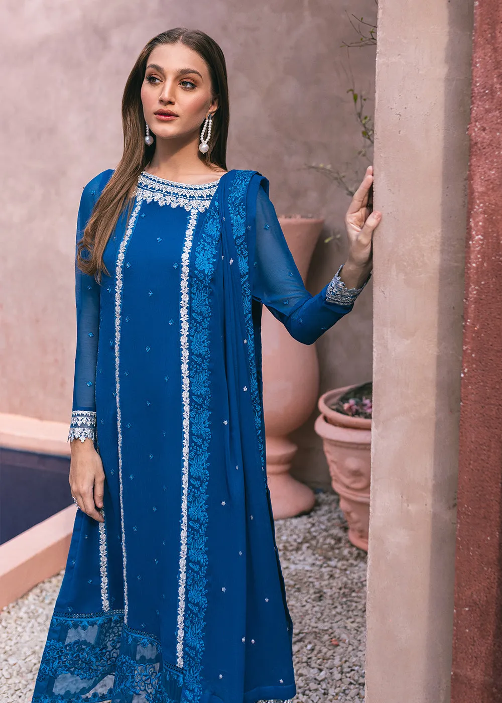 Embroidered Ensembles 3 Pcs by Azure | Radiant Sky