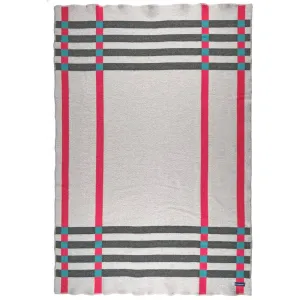 Factory Second Framed Plaid Wool Throw - Pink/Smoke