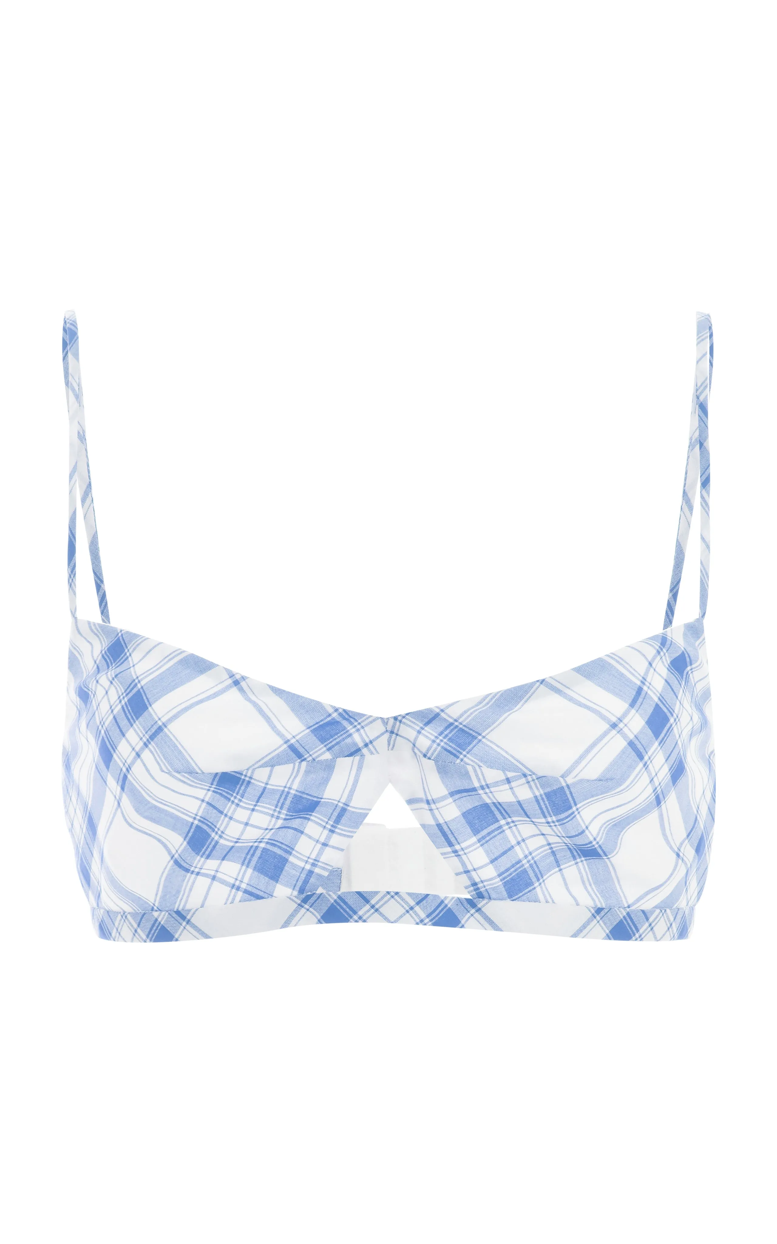 Gaia Bralette in Blue Check Upcycled Cotton