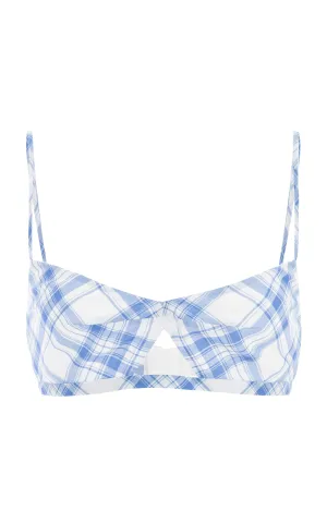 Gaia Bralette in Blue Check Upcycled Cotton