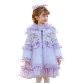 Girls' Lolita white duck down light dreamy and cute lace edge warm down jacket