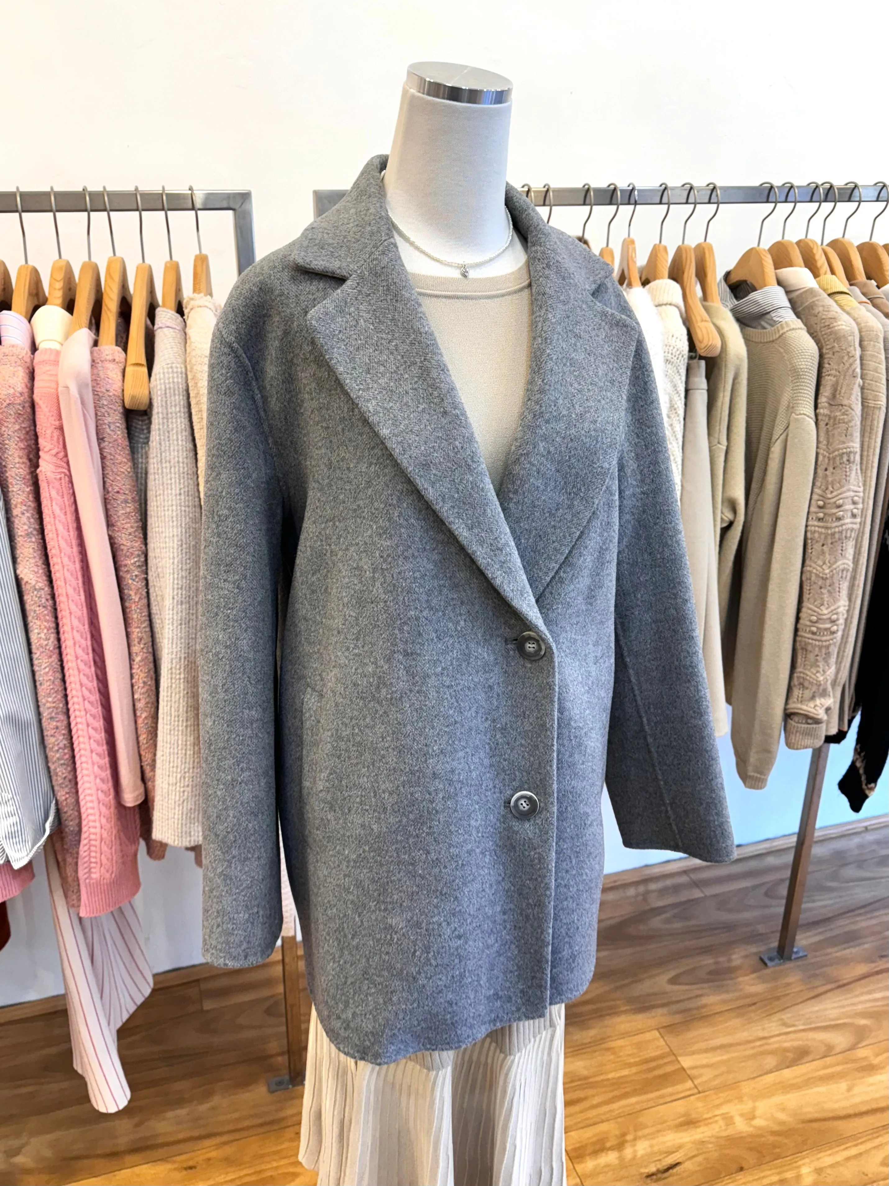 Grey 100% cashmere coat