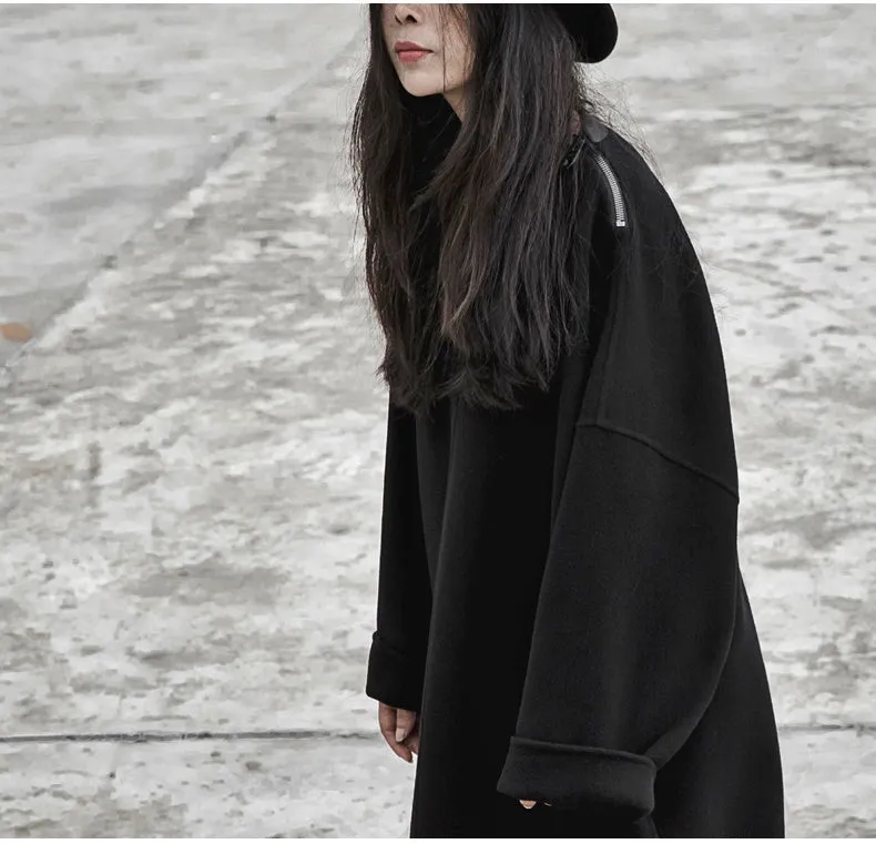 Handmade Double-sided Wool Coat Dress / Unisex Long Hedging Loose Fleece Dress