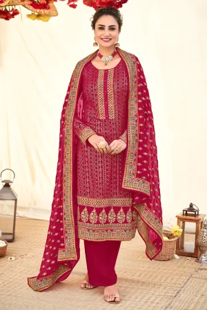 Hot Pink Blooming Georgette Pakistani Style Salwar Suit