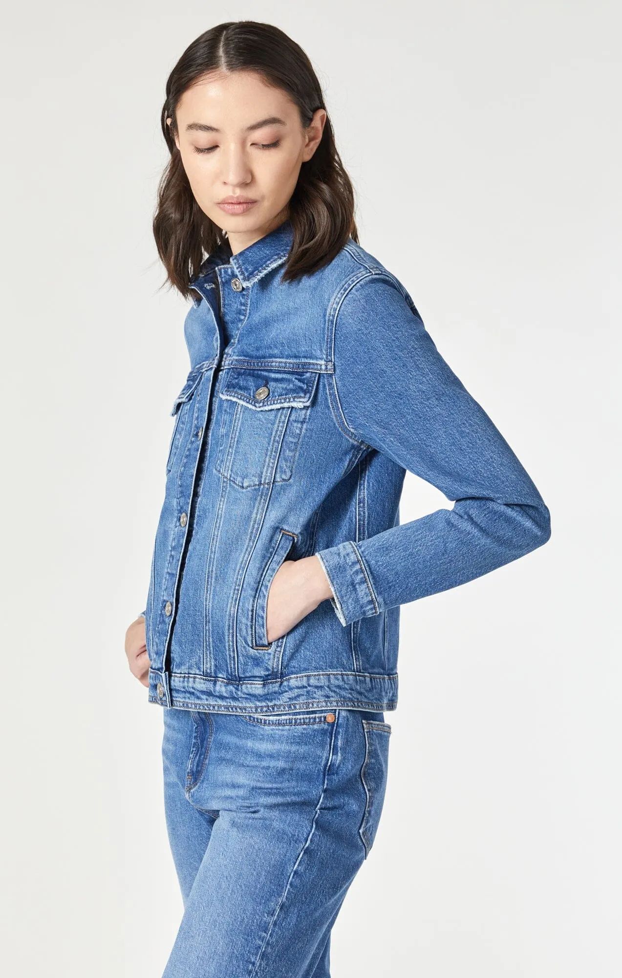 KATY JACKET IN DARK RECYCLED BLUE