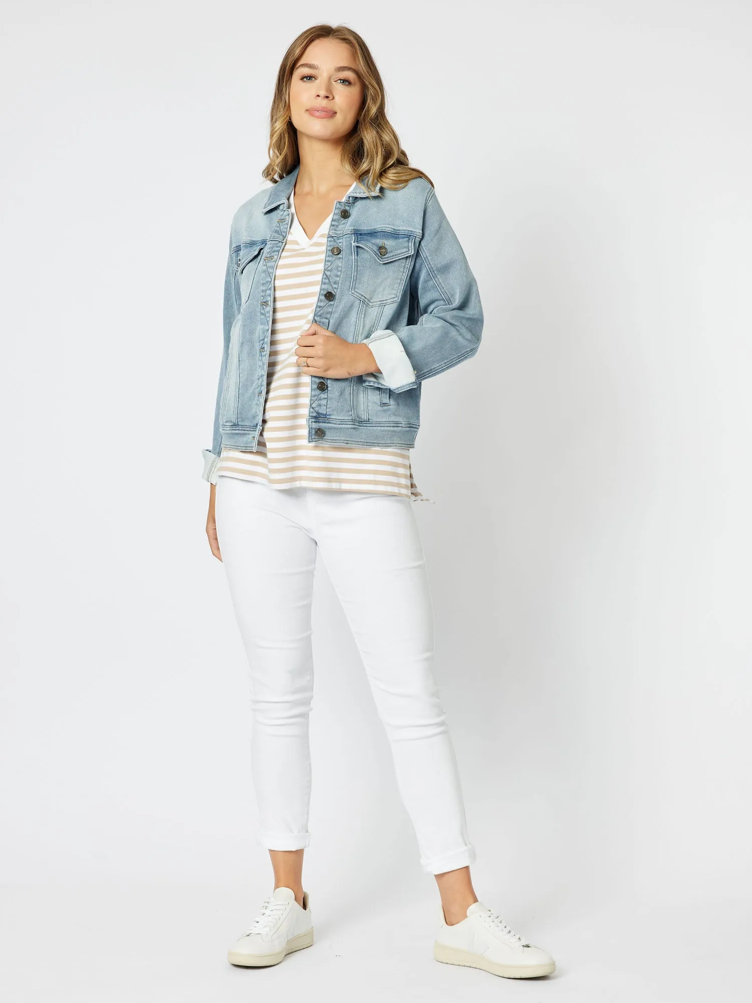 Knitted Stretch Denim Jacket - Denim