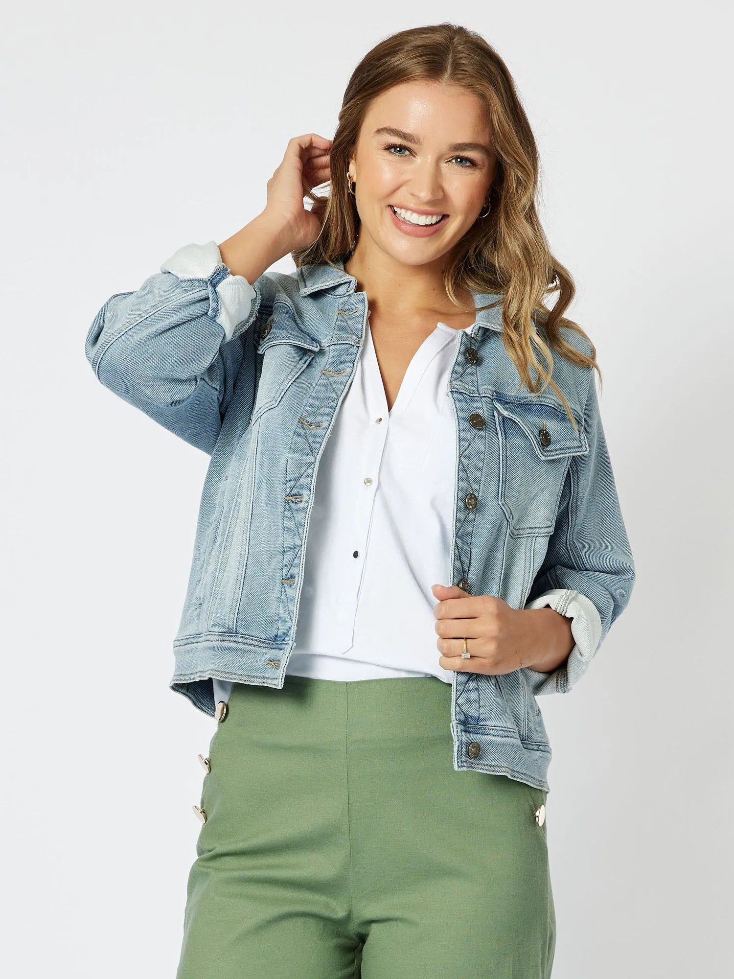 Knitted Stretch Denim Jacket - Denim