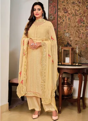 Lime Yellow Punjabi Style Straight Cut Palazzo Suit