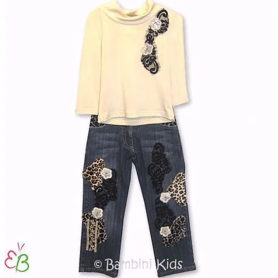 Little Mass Girls Vintage 3Pc Animal Print Jacket/Pant Set