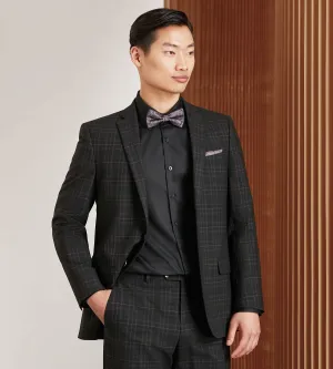 Modern Fit Black Plaid Suit