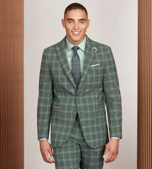 Modern Fit Green Plaid Suit Jacket