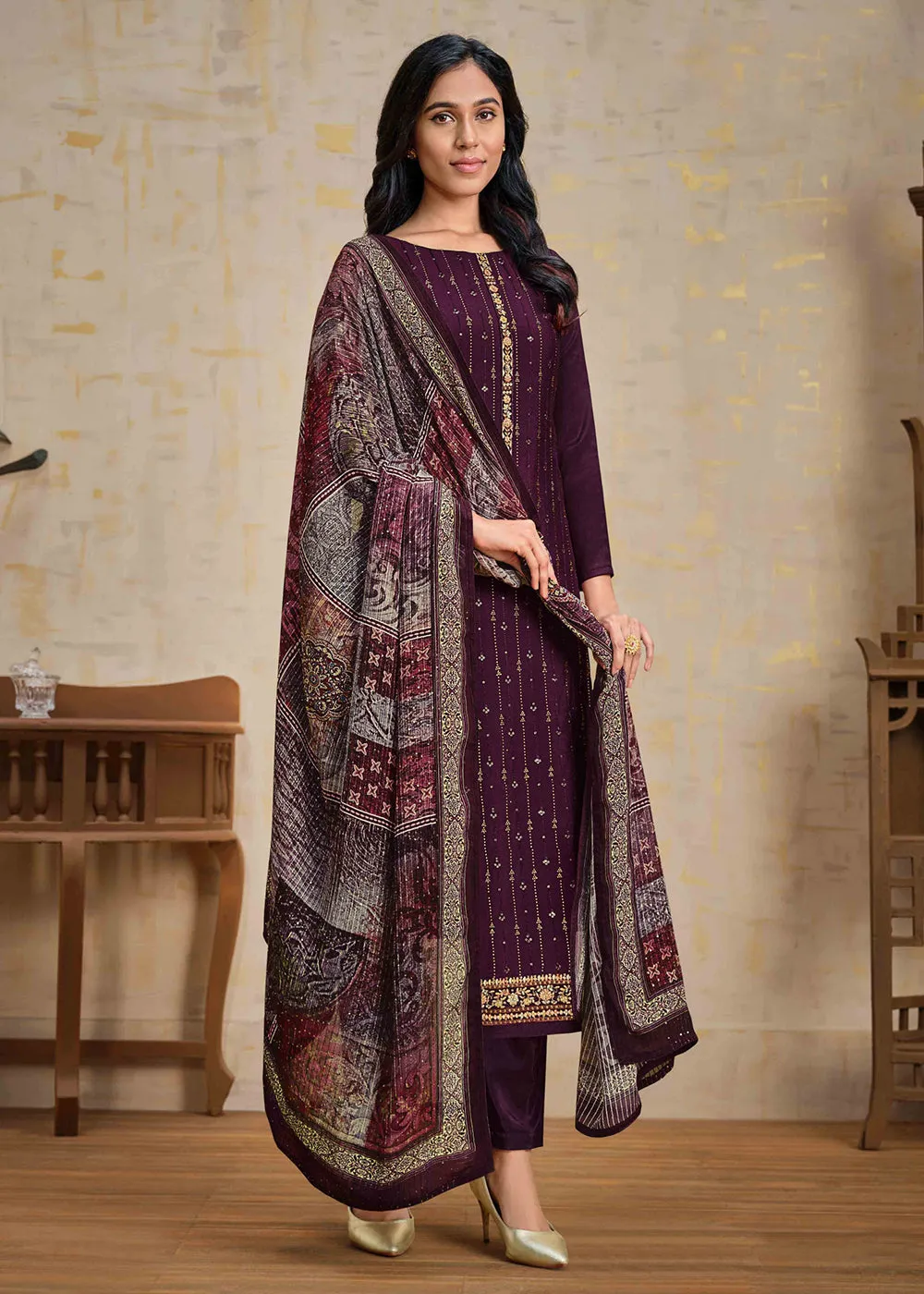 Purple Chinnon Pant Style Wedding Ceremony Suit