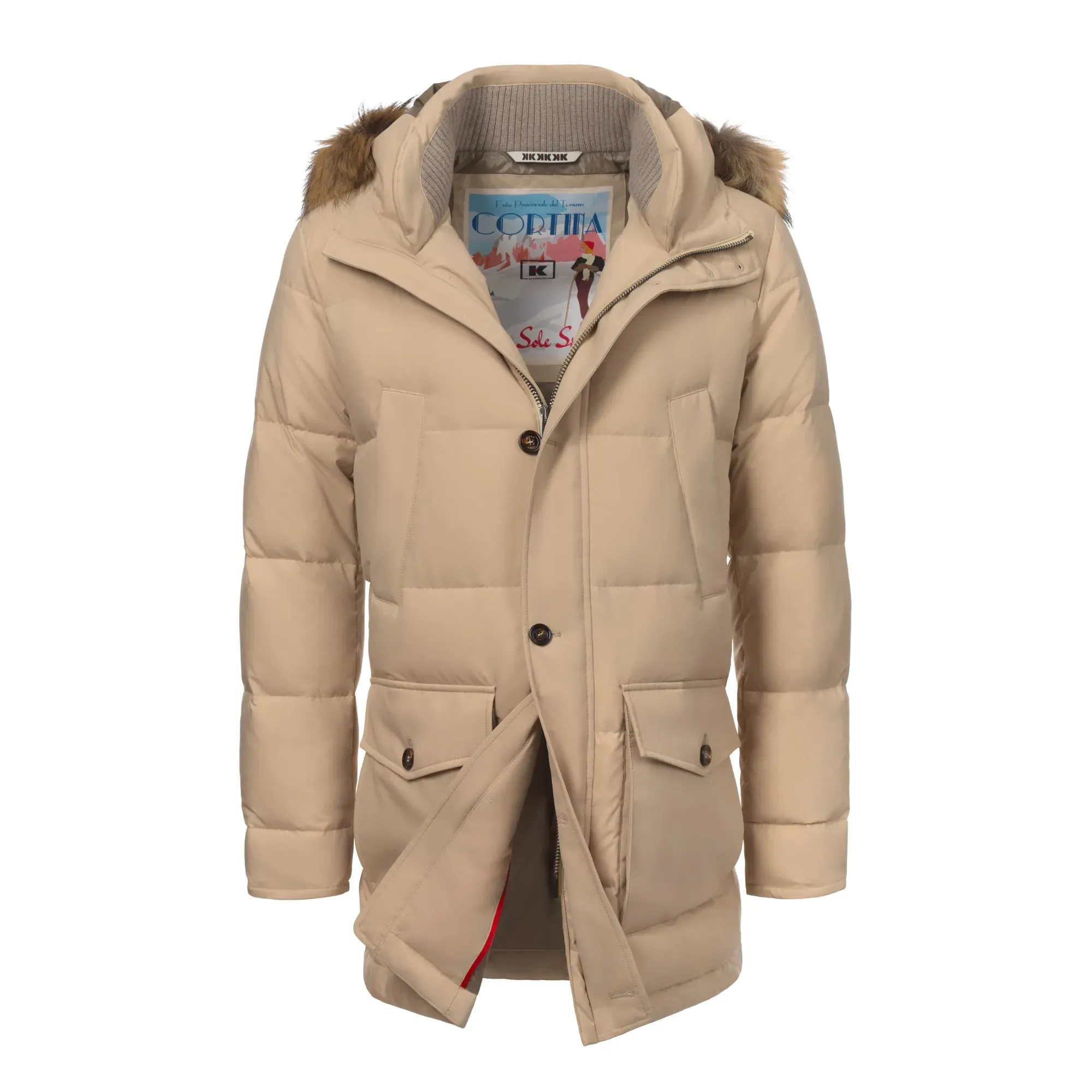 Raccoon Parka Jacket in Champagne
