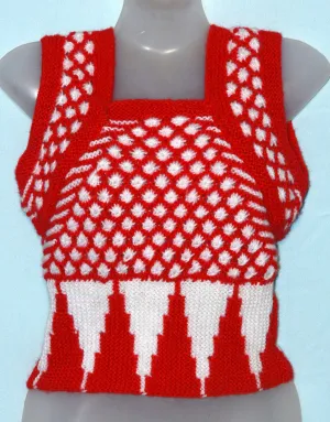 Red & White beautiful woolen handmade blouse for women free size