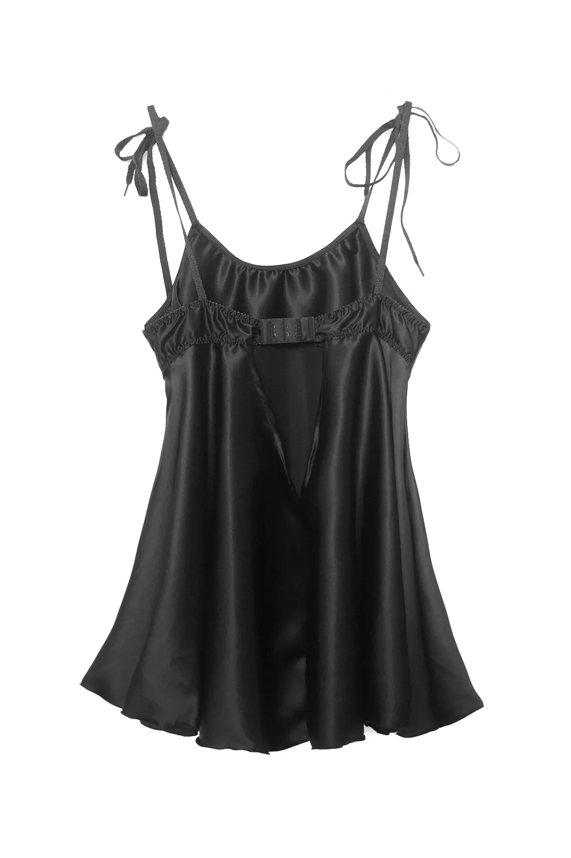 RETIRING 12/31 Contrarian Babydoll Slip Dress in Black Silk Charmeuse