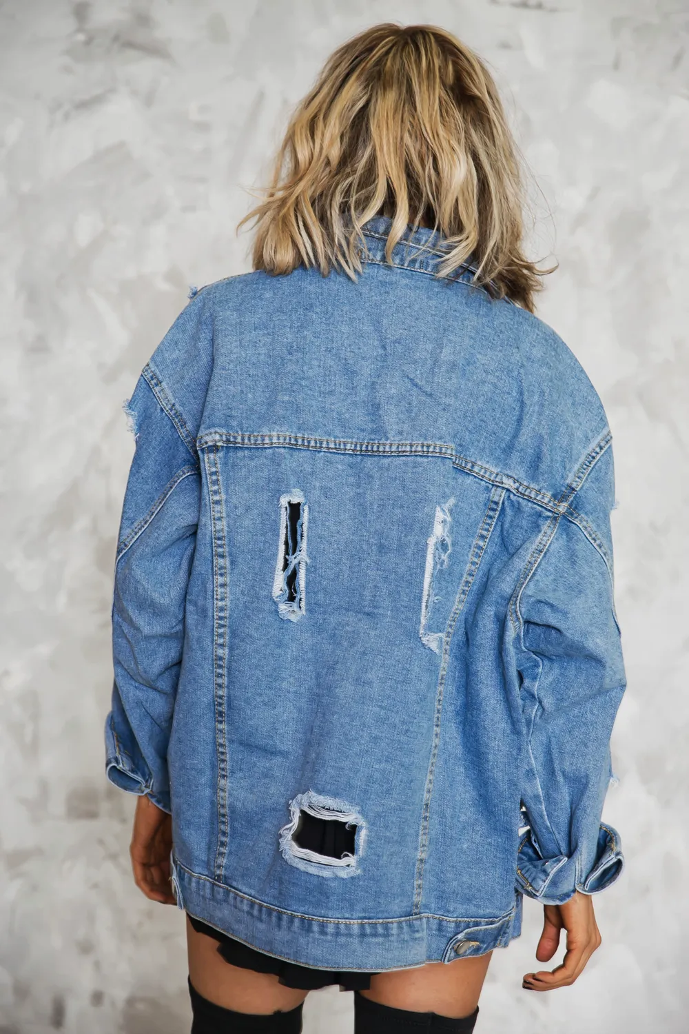 Ripped Denim Oversized Jacket