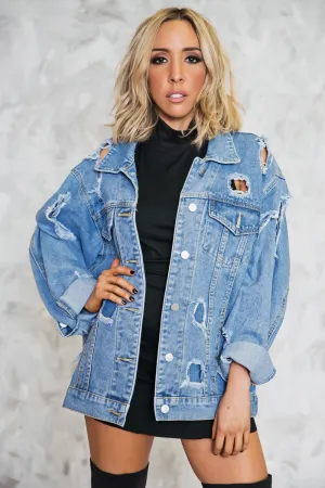 Ripped Denim Oversized Jacket