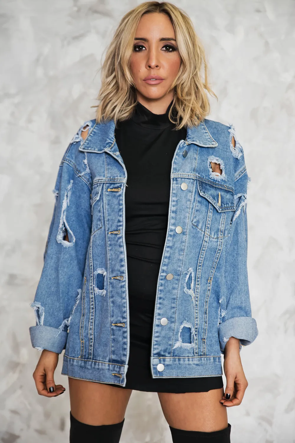 Ripped Denim Oversized Jacket