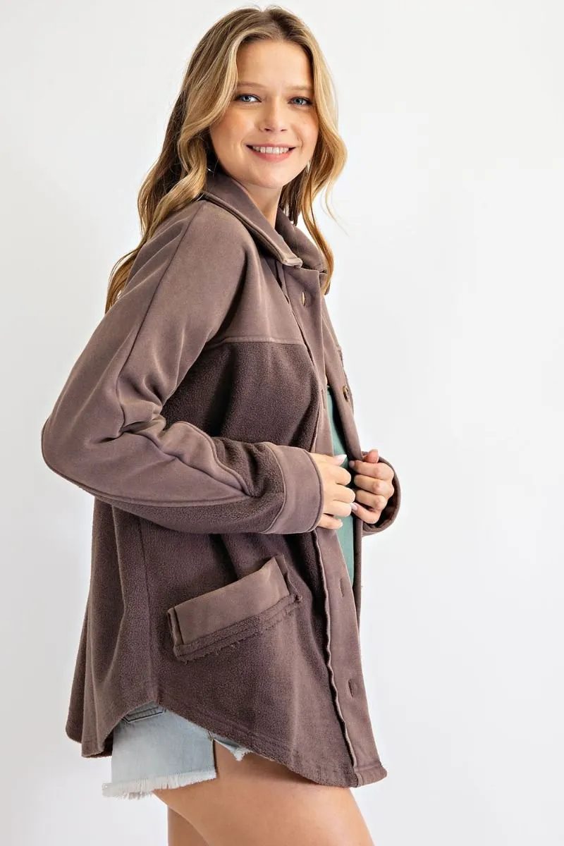 Search For Joy Brushed Button Down Jacket