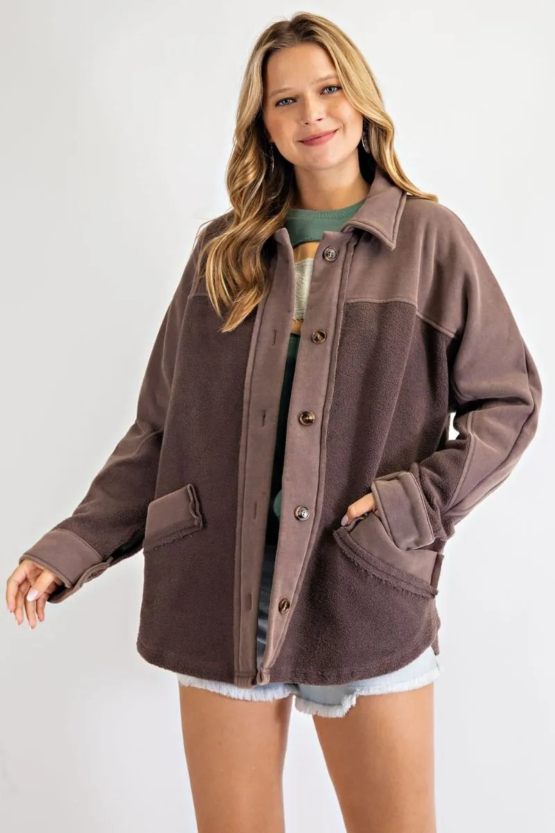 Search For Joy Brushed Button Down Jacket