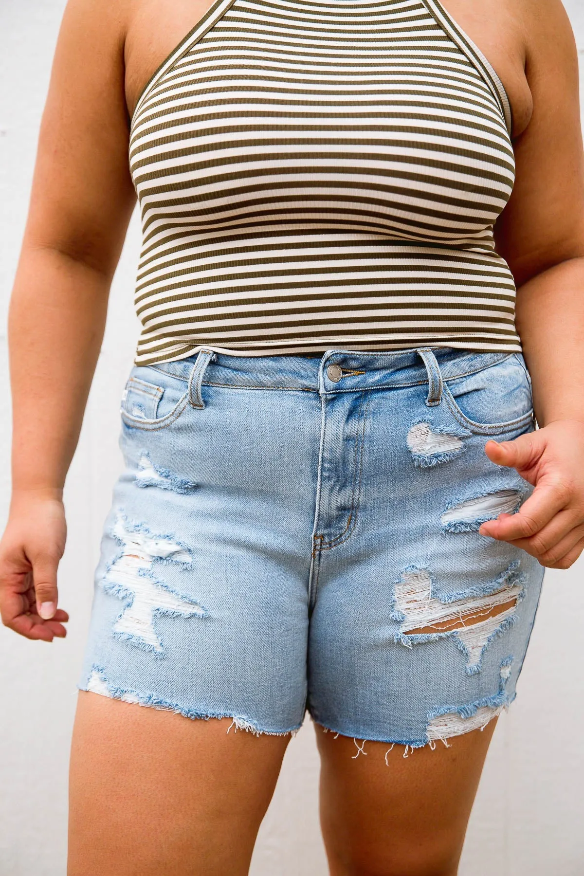 Shelby High Waist Destroyed Shorts