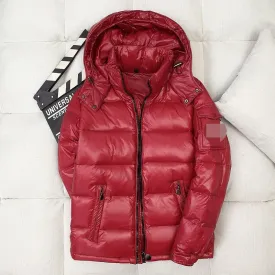 Short Shiny Duck Down Hooded Warm Jacket