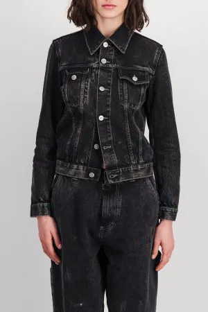 Slim washed black denim jacket