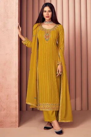 Sonam Bajwa Mustard Yellow Georgette Palazzo Suit